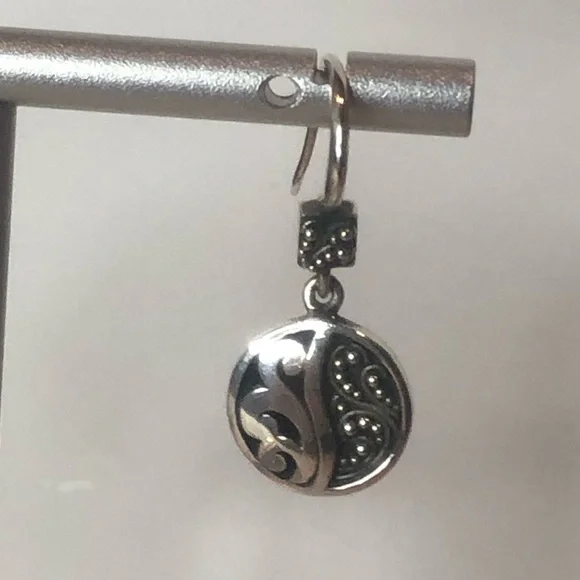 LOIS HILL Yin Yang Granulated Cutout Sterling Silver Oxidized Drop Earrings